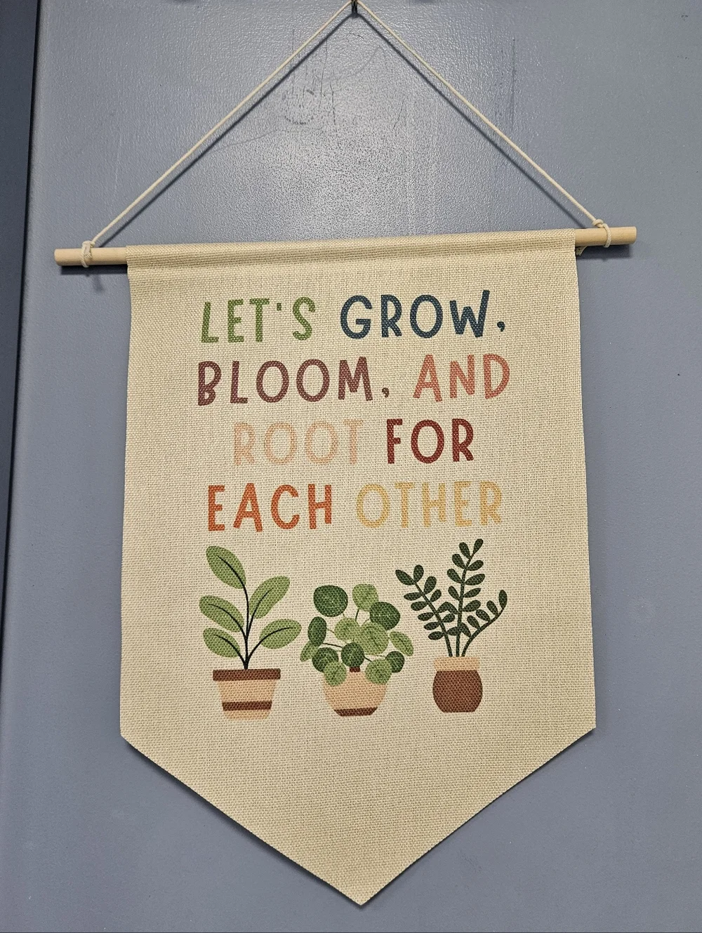 Let's Grow Bloom and Root For Each Other Canvas Wall Banner - Plants Decor